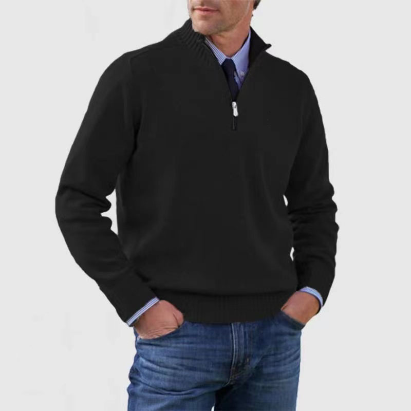 Krohn-e | Herrenpullover Mit Halbem Reißverschluss