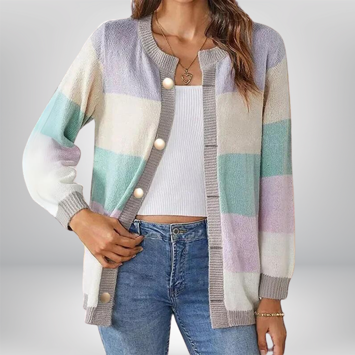Nashawn gestreifte Strickjacke
