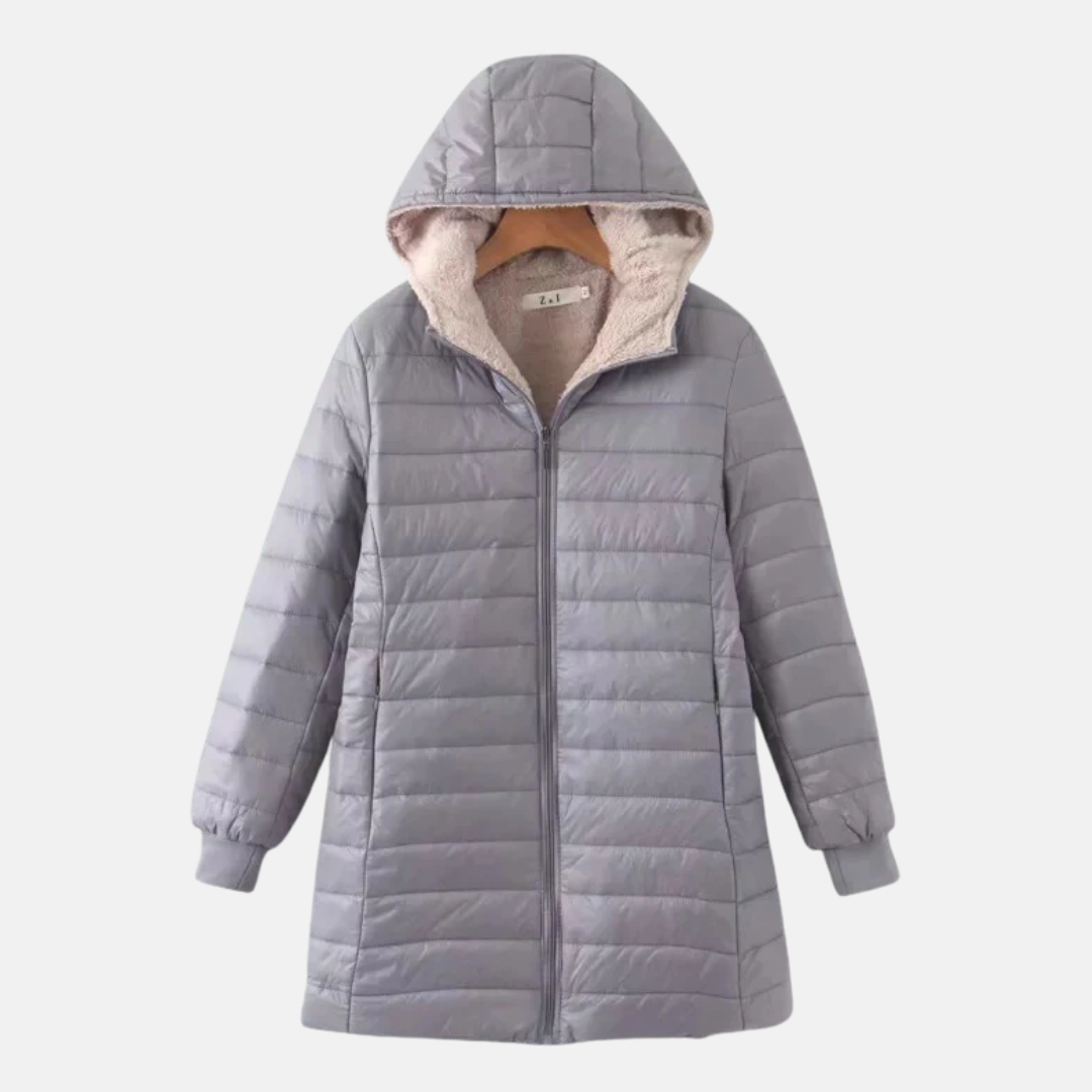 Krohn-e | Steppjacke - Mittellang - Lockere Passform - Fleece-Futter - Kapuze