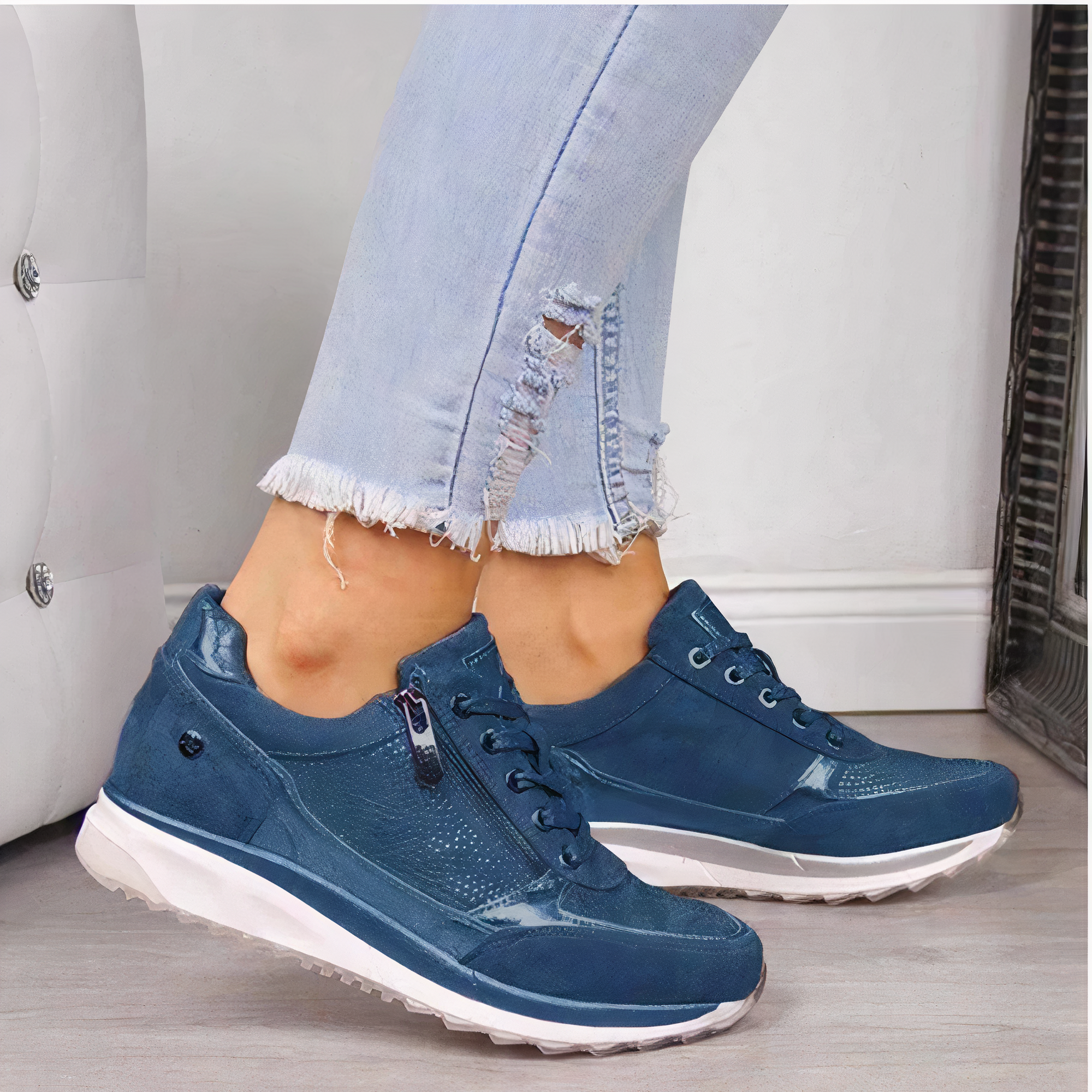 Sneaker Cornelia: Damen-Schnürschuhe mit Reißverschluss – leicht und bequem