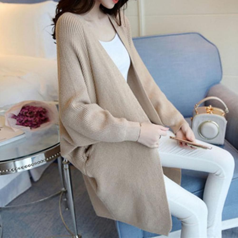 Krohn-e | Langer Cardigan - Weiches Strickmaterial - Offene Vorderseite - Lockere Passform mit Taschen