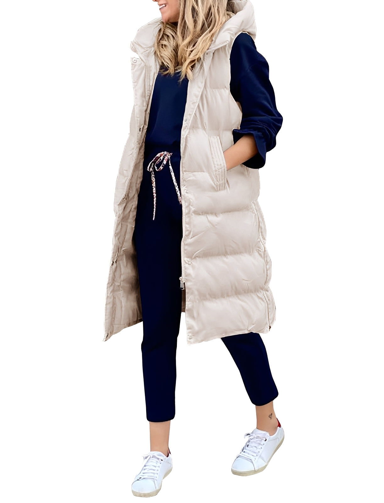 Krohn-e | Stylischer, Ärmelloser, Langer Weste-Mantel für Damen