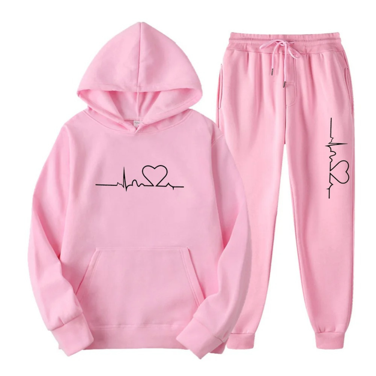 Krohn-e | Damen Kapuzenpullover Trainingsanzug Satz mit Druck