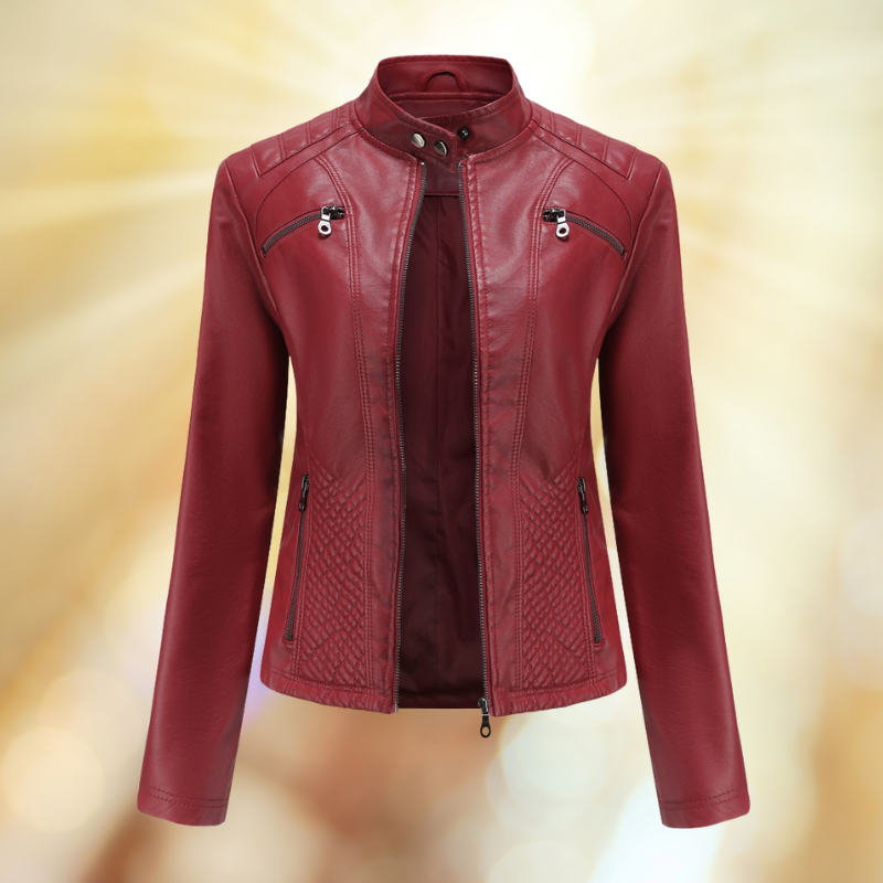 Krohn-e | Bequeme Leder Übergangsjacke für Frauen