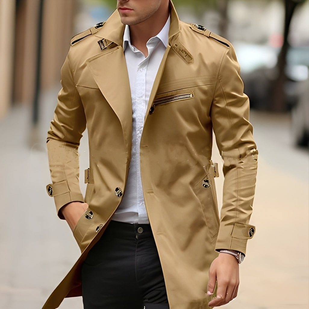 Krohn-e | Eleganter Trenchcoat mit umgekehrtem Kragen für Männer