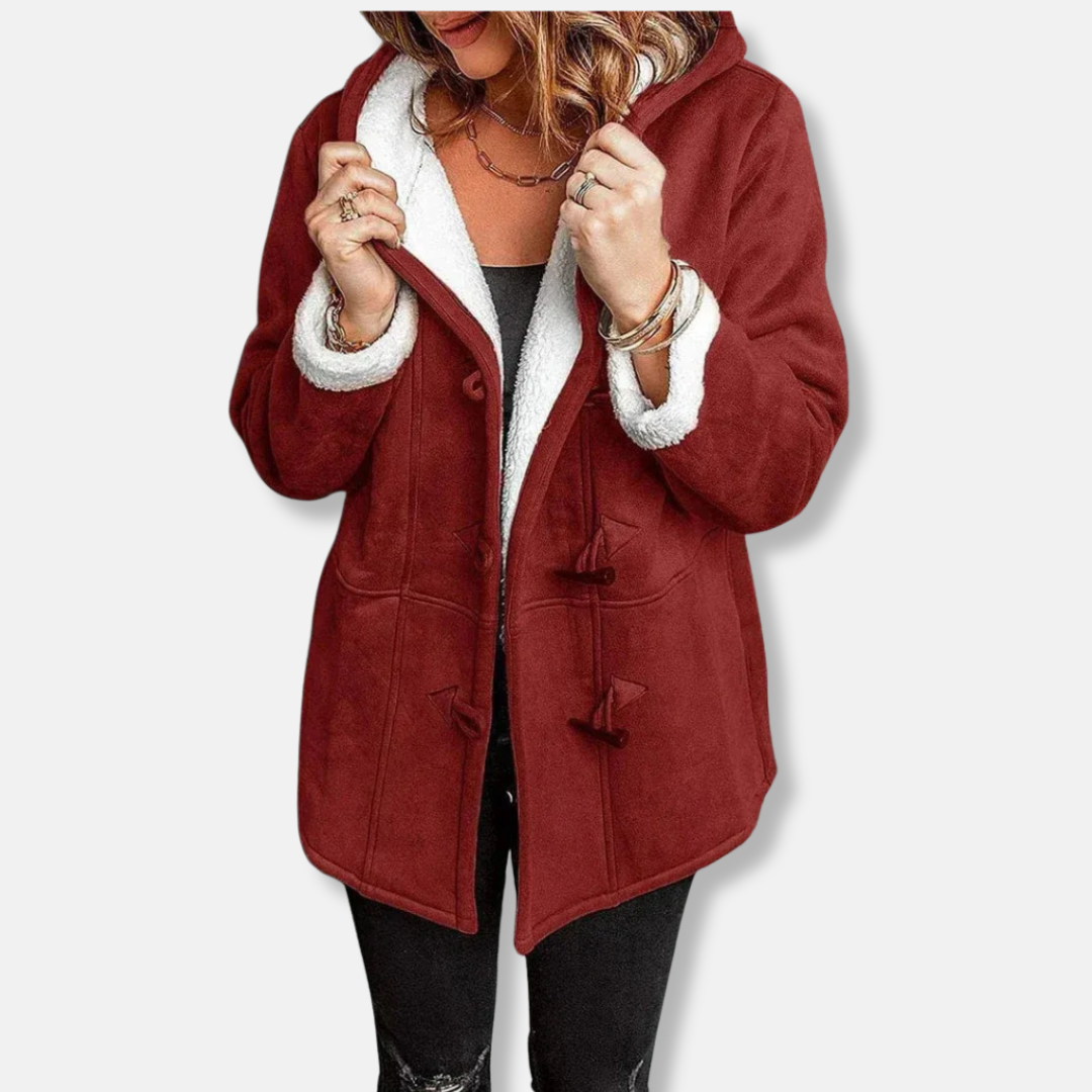Krohn-e | Fleecejacke - Relaxed Fit - Kapuze - Plüschfutter - Mittellang - Toggle-Verschluss