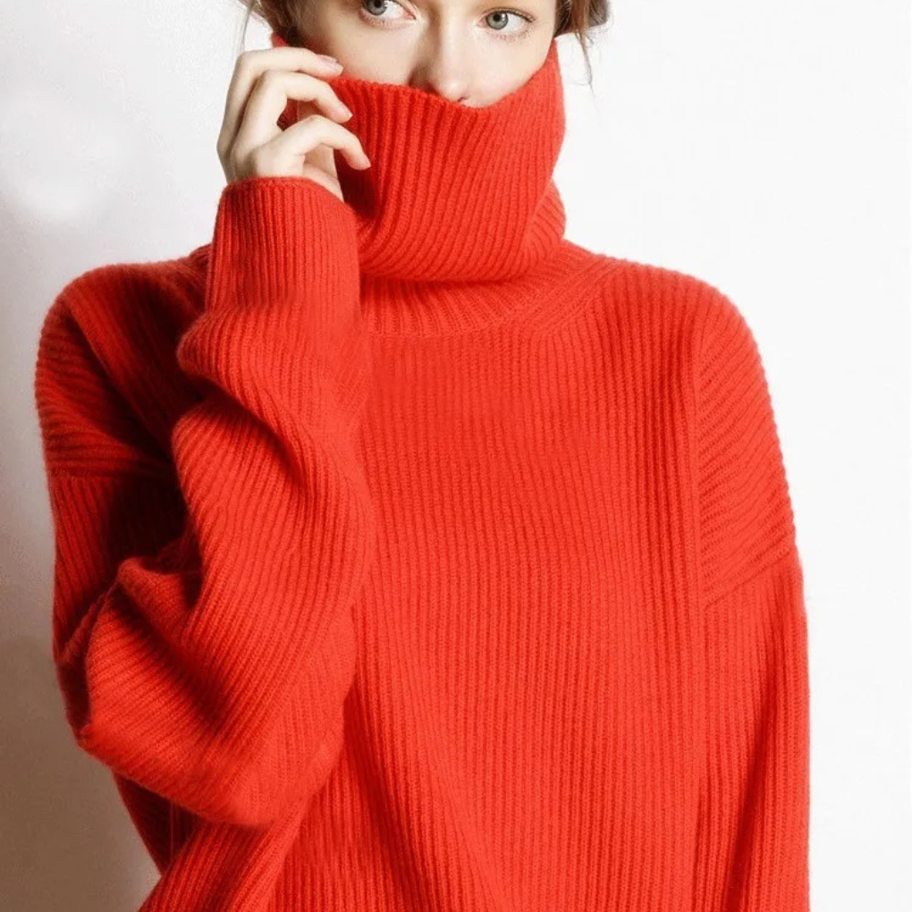 Krohn-e | Pullover - Damen Herbst Oversized Polokragen Pullover