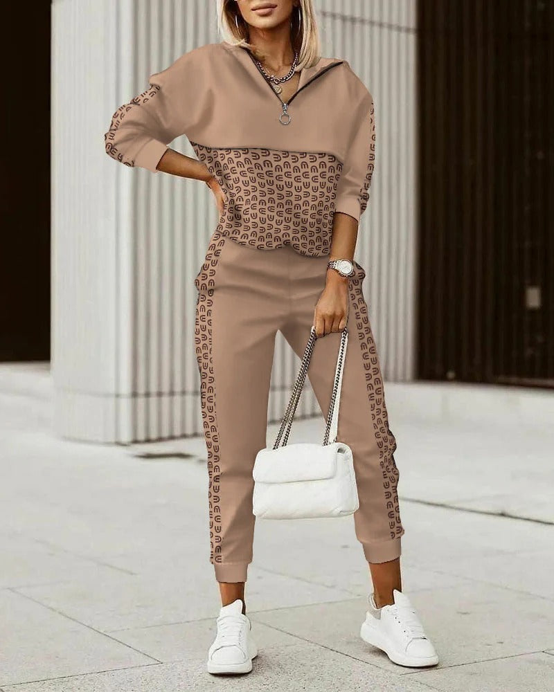Sana Damen-Anzug: Elegantes Kapuzentop & Hose mit Kordelzug