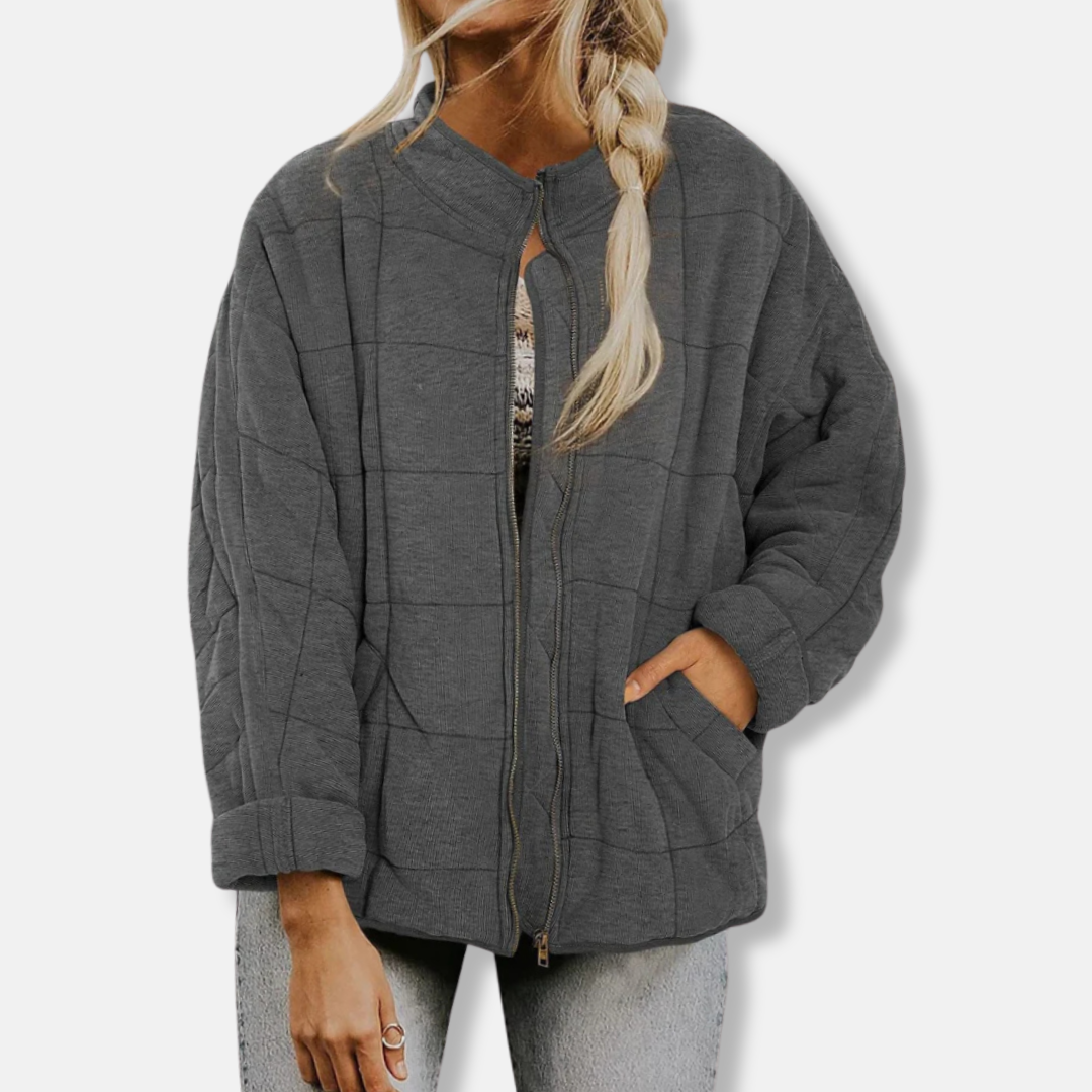 Krohn-e | Steppjacke - Oversized Fit - Stehkragen - Lange Ärmel - Reißverschlussverschluss
