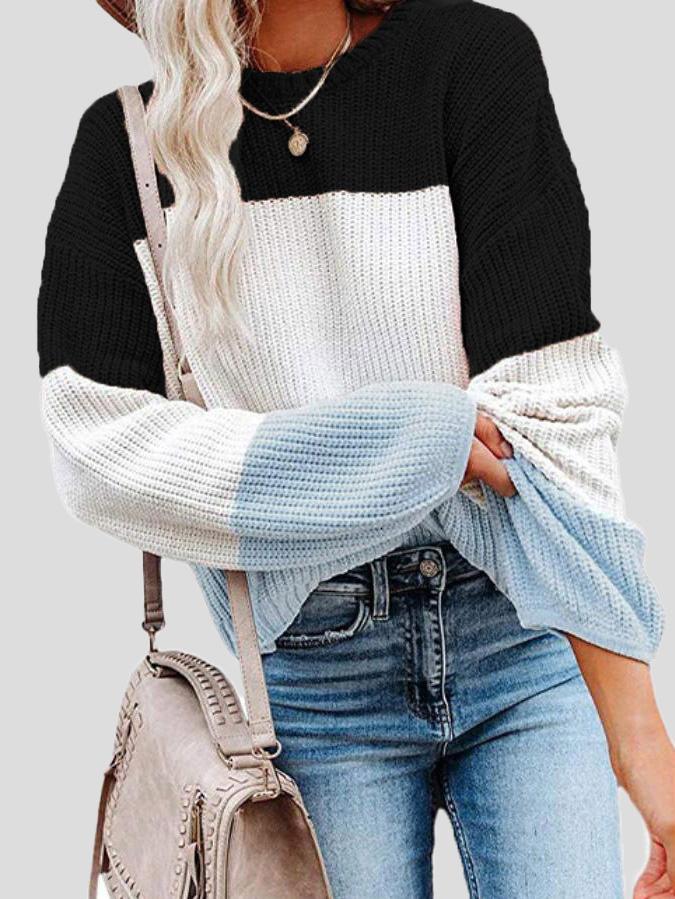Krohn-e | Colorblock-Strickpullover für Herbst-Lagenlook