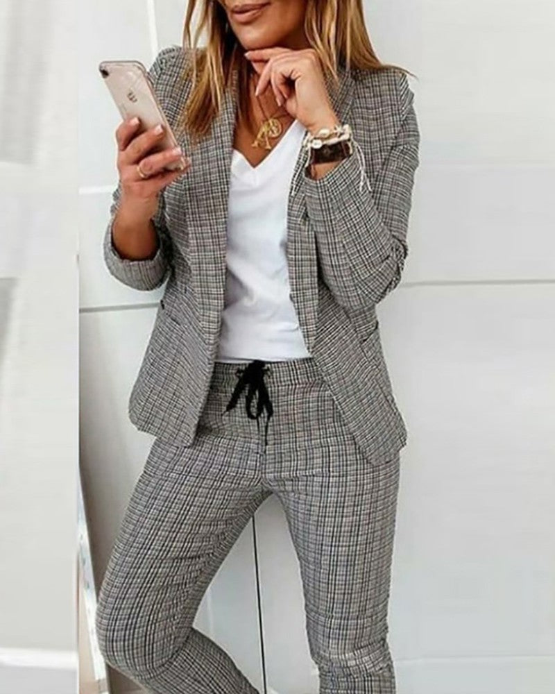 Kariertes Blazer-Set