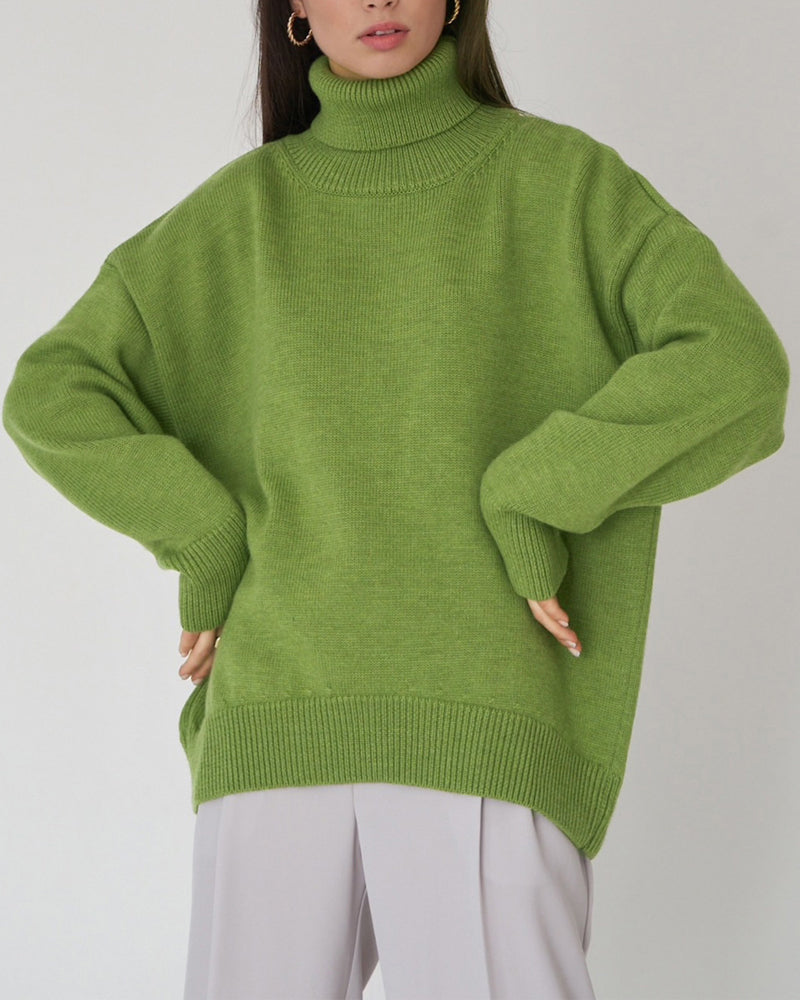 Krohn-e | Eleganter Oversized Damen Rollkragenpullover Aus Baumwolle