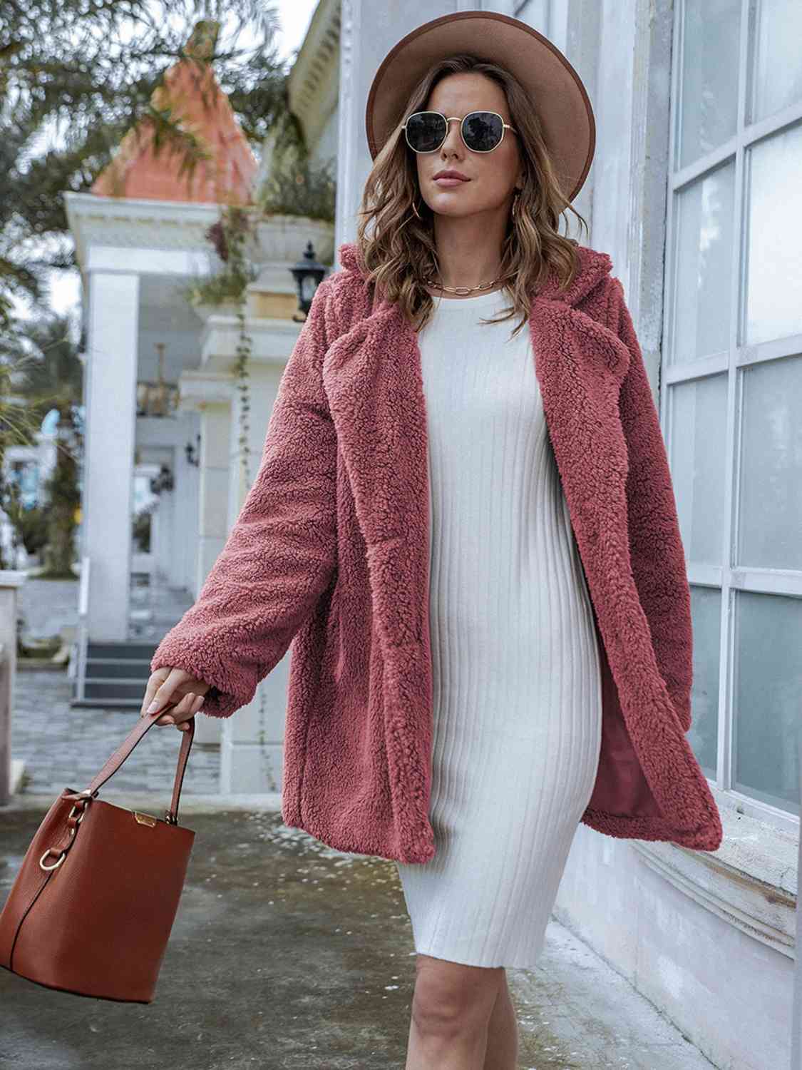 Krohn-e | Langarm Teddy Mantel mit Taschen