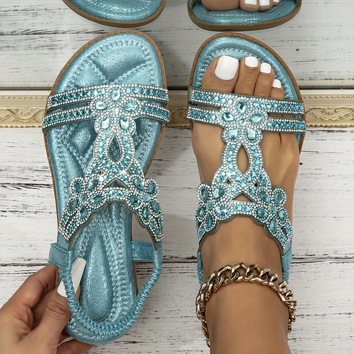 KROHN-E Damen Boho-Sandalen verstellbar braun gepolstert