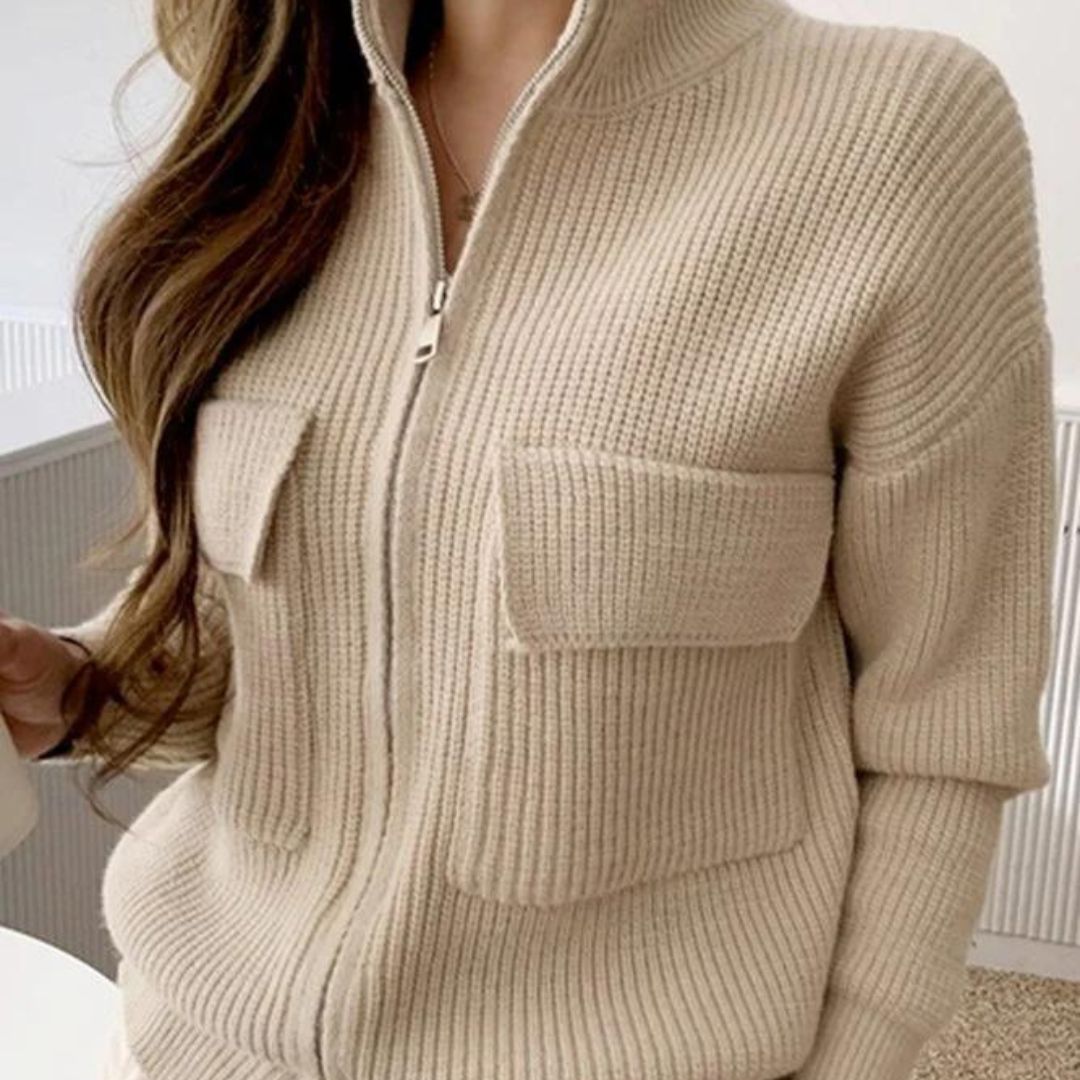 Krohn-e | Strickpullover mit Reißverschluss und Taschen für den Alltaggebrauch - Krohn-e