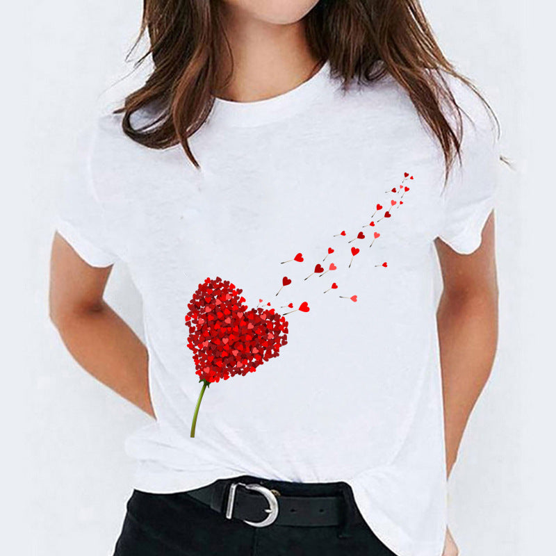 Süßes Cartoon-Shirt mit kurzen Ärmeln von Fudus