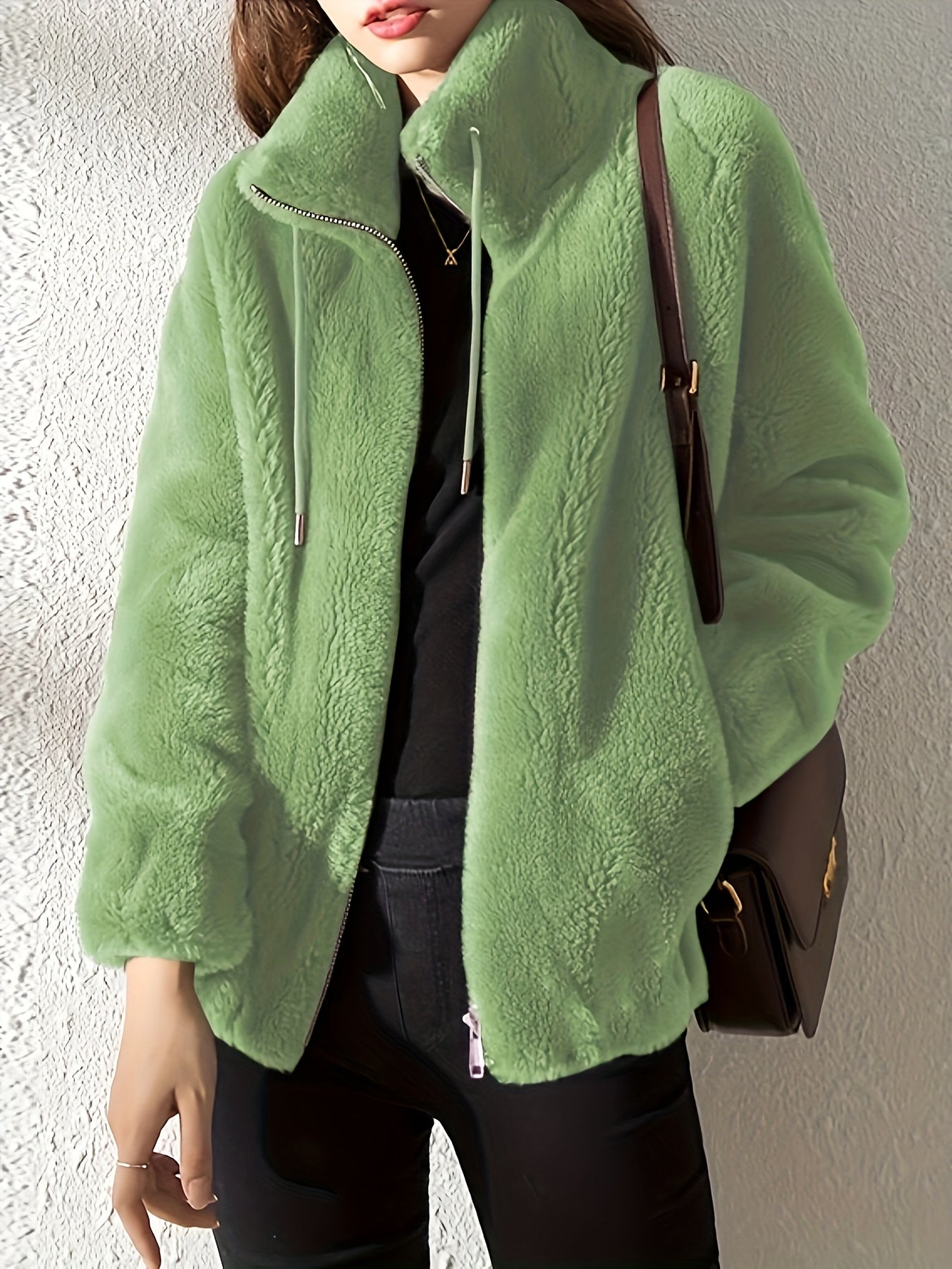 Krohn-e | Zip up Langarm Teddy Mantel