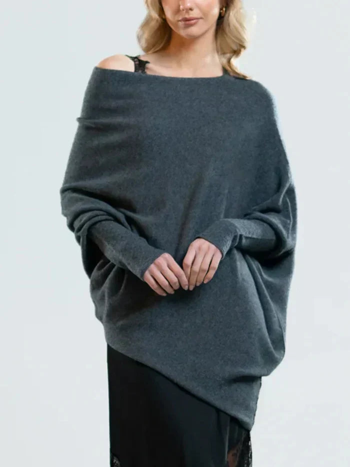 Krohn-e | Sweatshirt - Asymmetrisch Drapierter Off-Shoulder Pullover