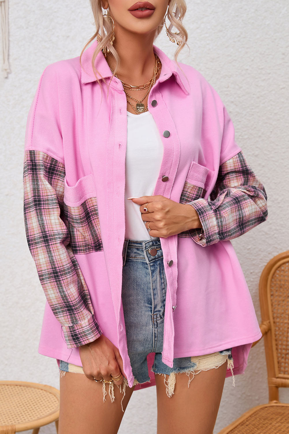 Krohn-e | Gepunktete Flanellhemden Polyester und Baumwolle Einzigartiger Look