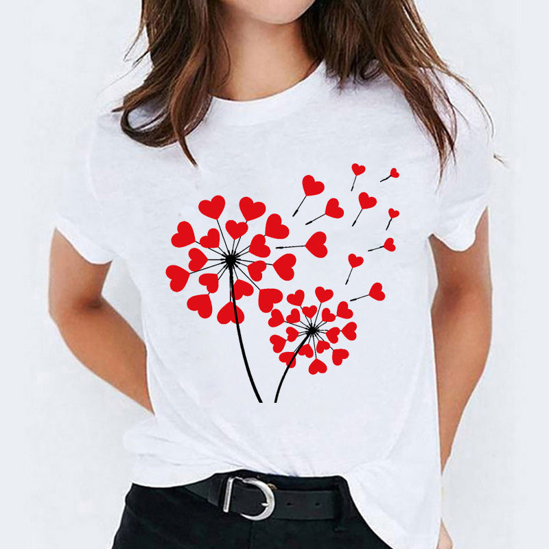 Süßes Cartoon-Shirt mit kurzen Ärmeln von Fudus