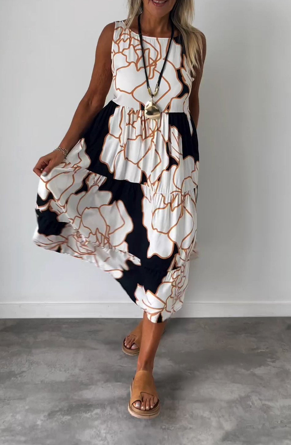 Damenkleid von Fudus: ärmellos, mit Print und Schnürung