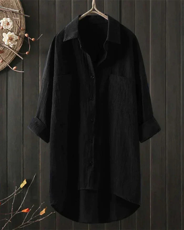 Einfache, langärmelige, locker sitzende Bluse Nora