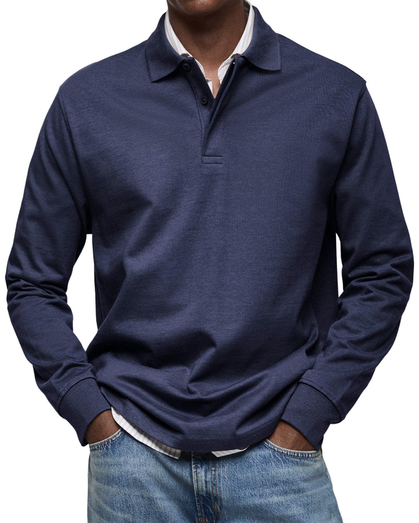 Ben | Herren Rugby Polo Sweatshirt Langarm Polokragen Anthrazit