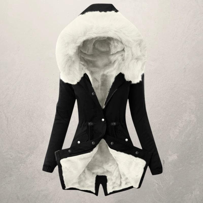 Krohn-e | Parka-Jacke - Mittellange Passform - Gefüttert mit Kunstfell - Kapuze und Knopfverschluss