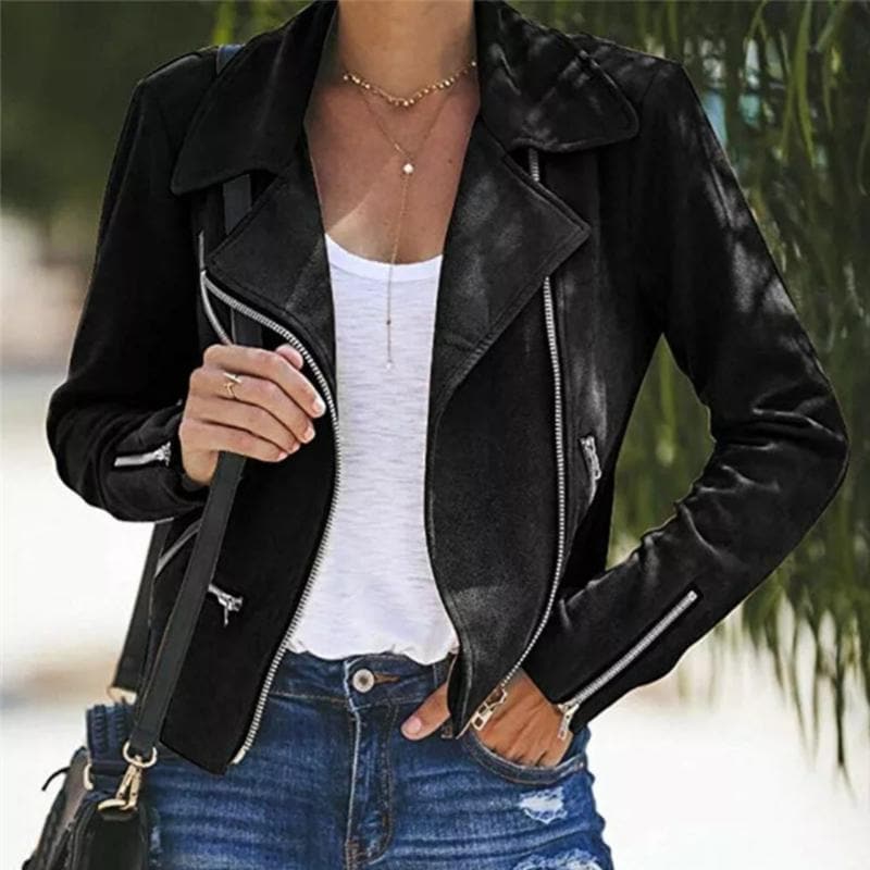 Krohn-e | Kurze Wildlederjacke mit Reißverschlüssen Kunstleder Modern und Stylisch