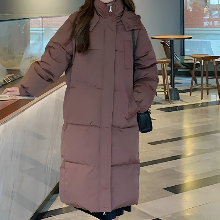 Krohn-e | Lange Daunenjacke mit Kapuze für Frauen Ideal für Herbst Winter