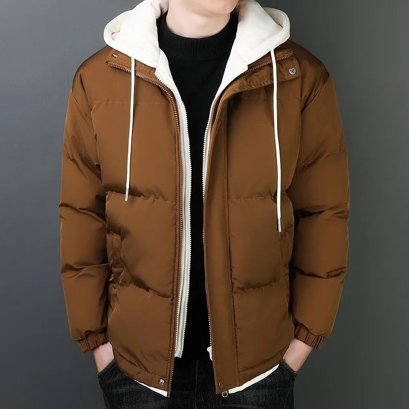 Krohn-e | Herrenjacke Aus Verdickter Baumwolle mit Winddichter Kapuze