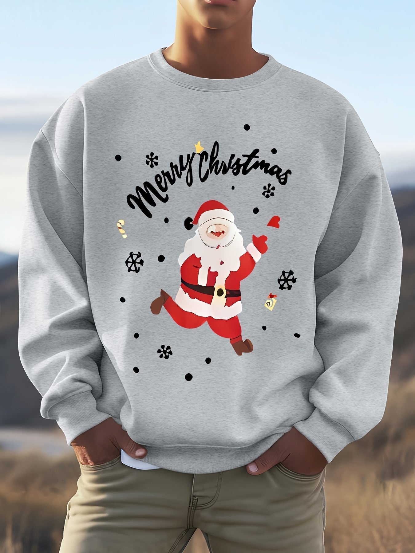 Krohn-e | Sweatshirt mit Weihnachtsmotiv Baumwolle Frohe Weihnachten Design
