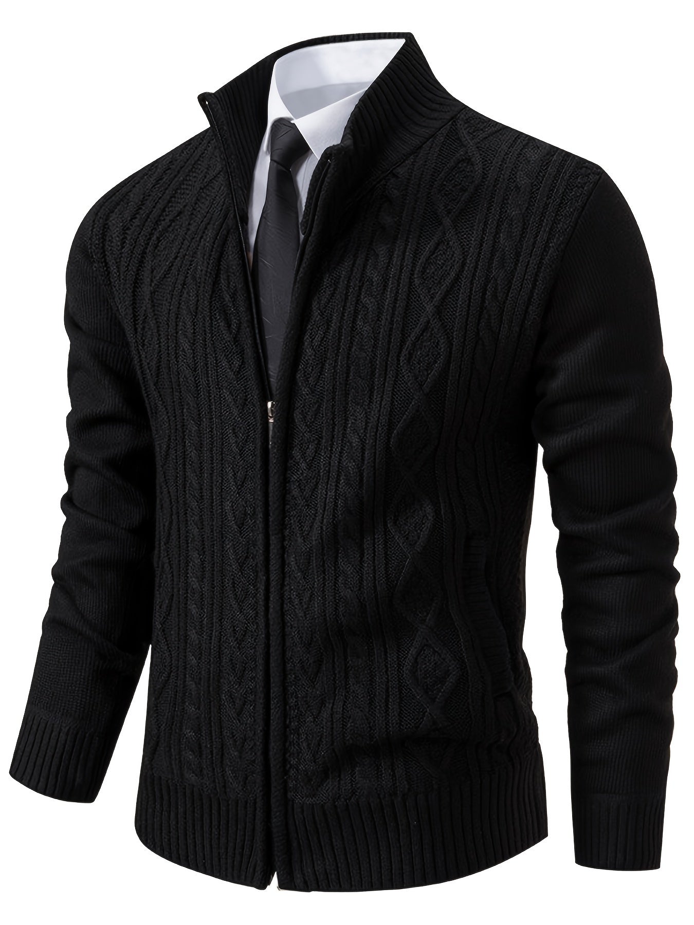 Krohn-e | Strickcardigan mit Reißverschluss und Muster Acryl Bequem und Warm