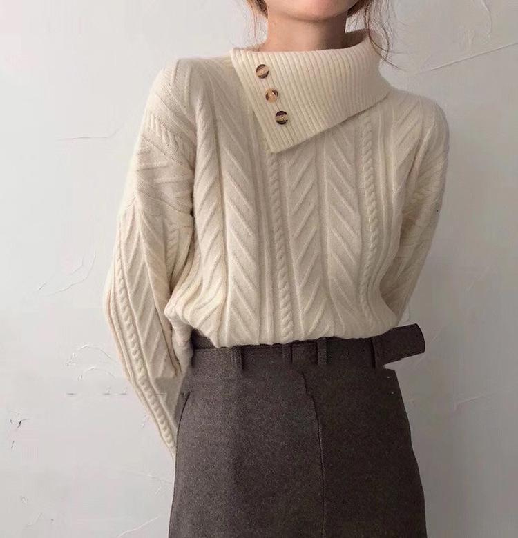 Krohn-e | Strickpullover mit Asymmetrischem Kragen Weich und Elegant Zeitloses Design