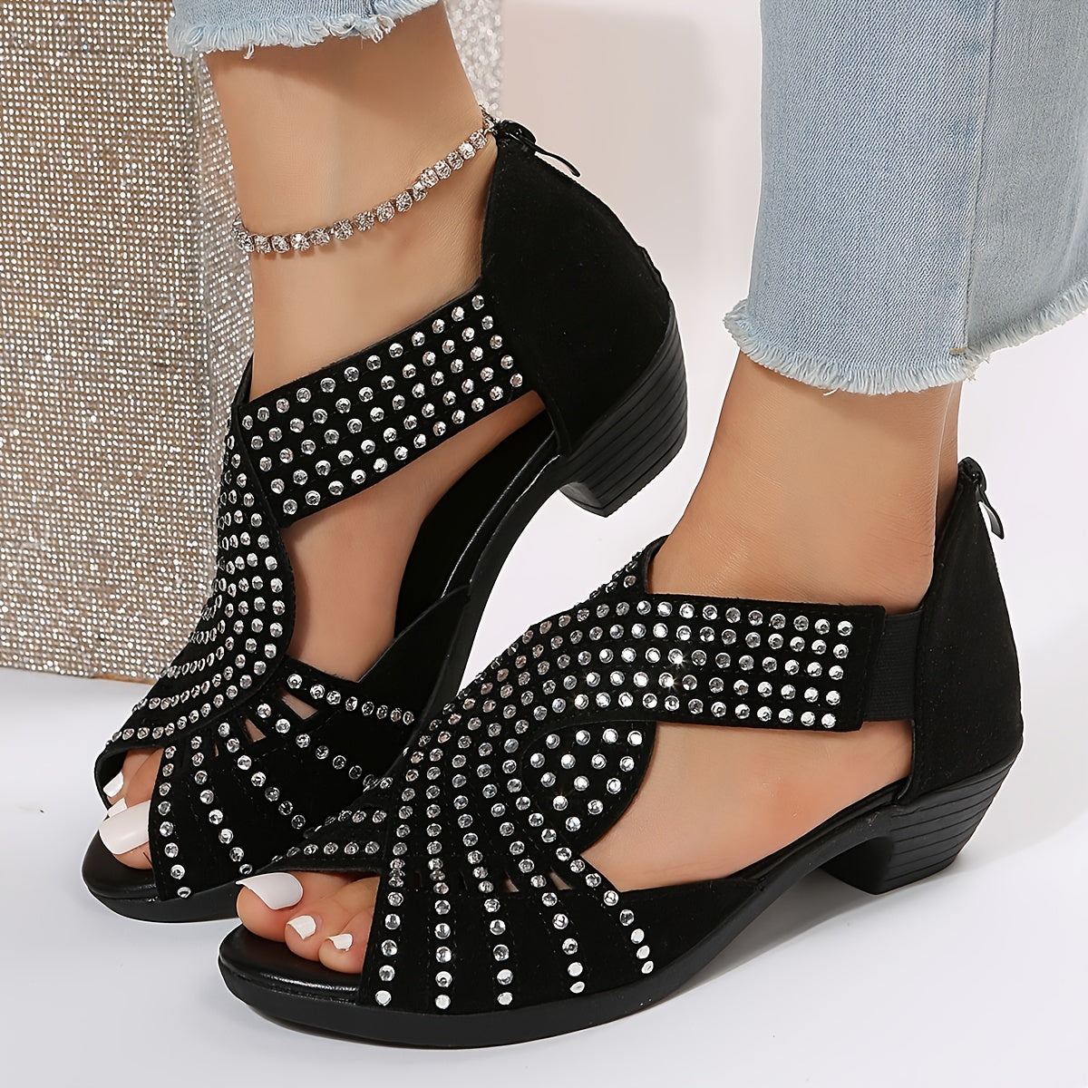 KROHN-E Damen Sandalen verstellbar Schnallenverschluss gepolstert