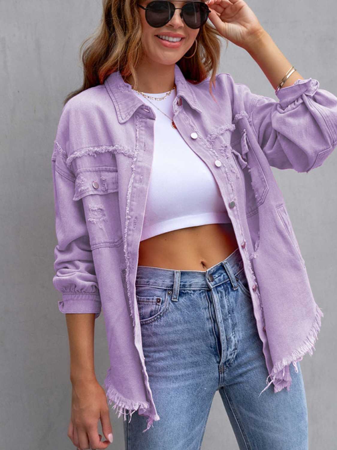 Krohn-e | Distressed Drop Shoulder Denimjacke