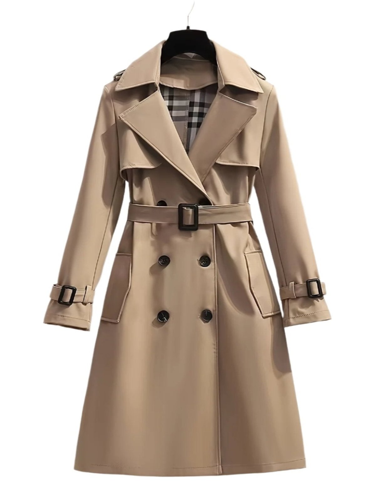 Krohn-e | doppelte Reihe Trenchcoat für Damen - mit Gürtel in der Taille