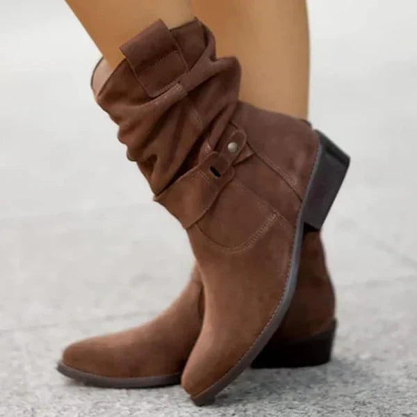 KROHN-E Damen Stiefel weiche Sohlen bequeme Passform Leder schwarz