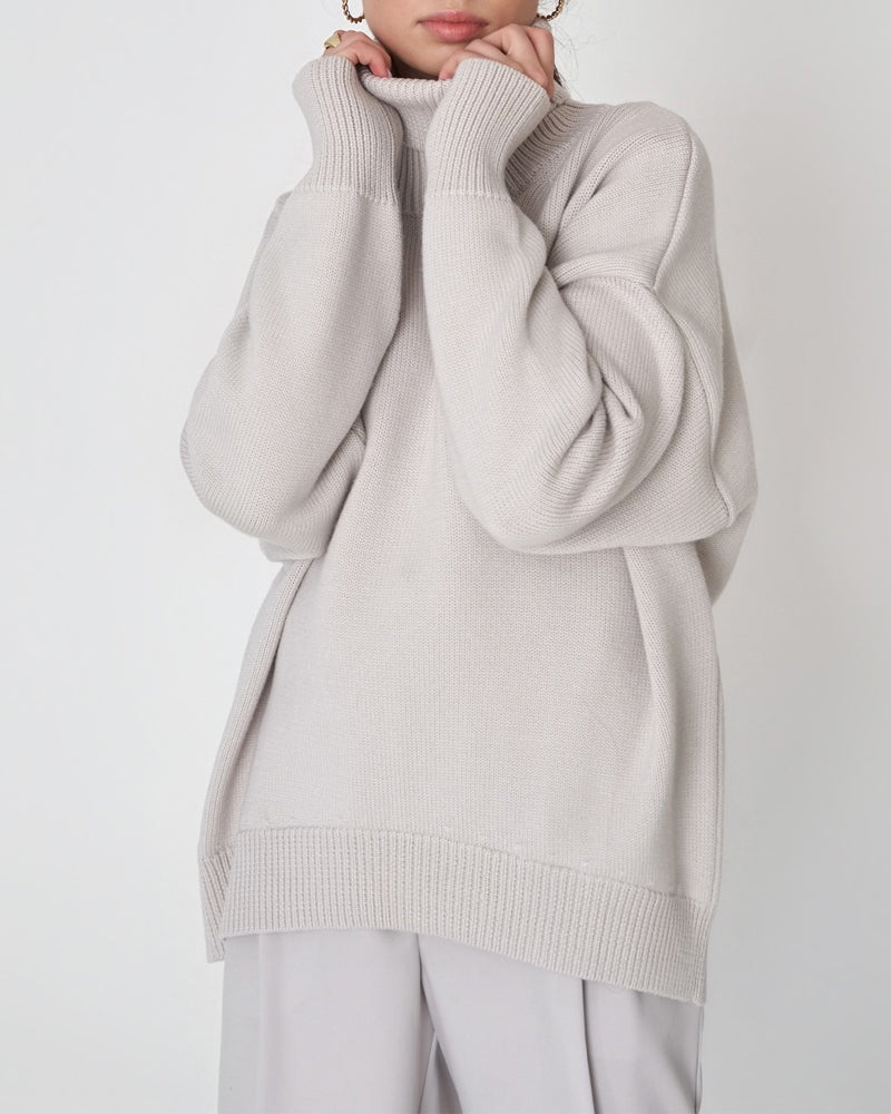 Krohn-e | Eleganter Oversized Damen Rollkragenpullover Aus Baumwolle