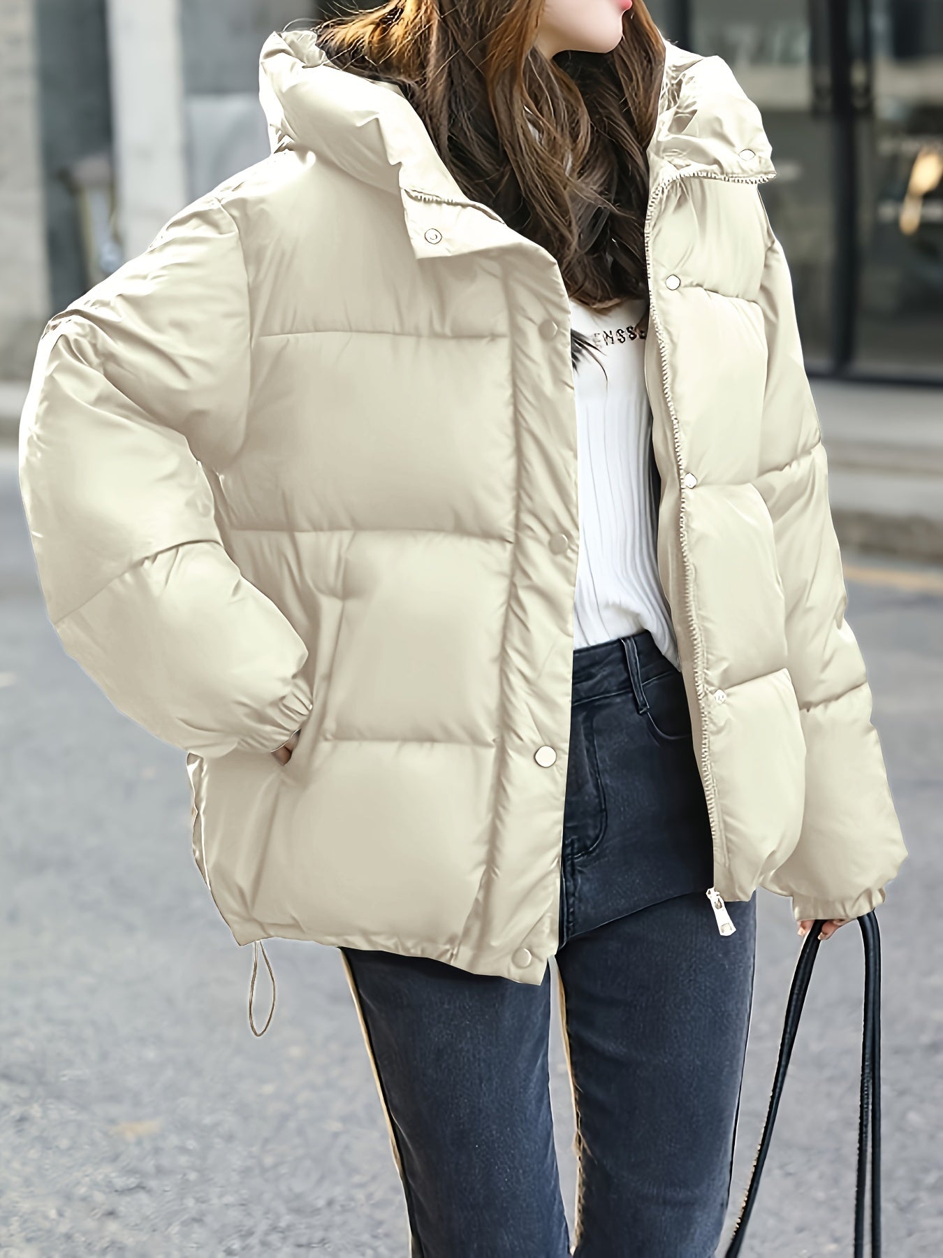 Krohn-e | Dicke Lässige Winterjacke mit Kapuze und Reißverschluss für Frauen Perfekt für Herbst-Winter