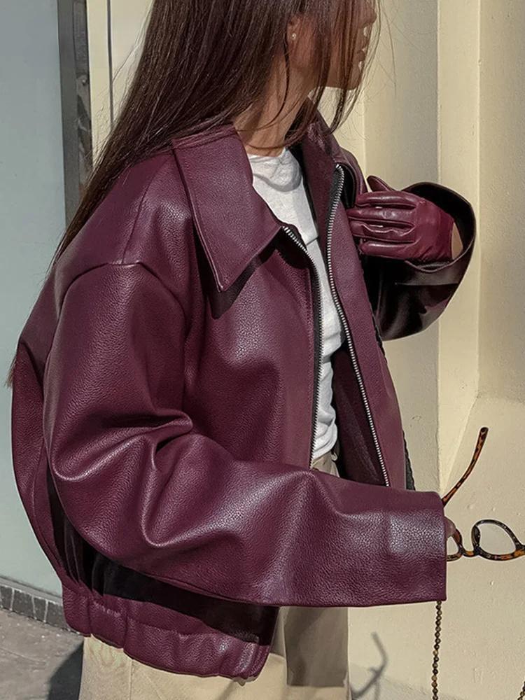Krohn-e | Jacke Aus Kunstleder mit Stylischem Reverskragen und Reißverschlussdetails - Krohn-e