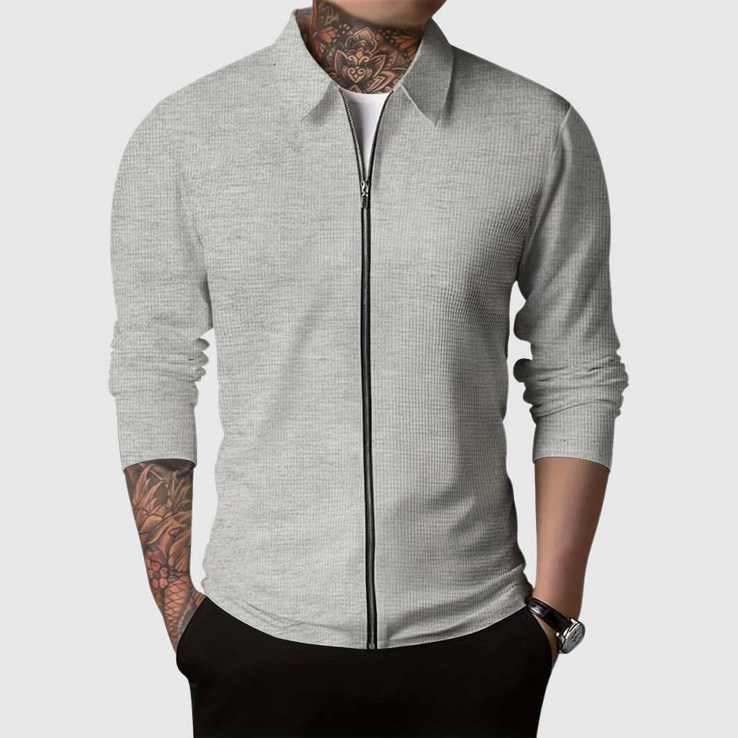 Krohn-e | Herren Waffelstrick Zip-Up Jacke