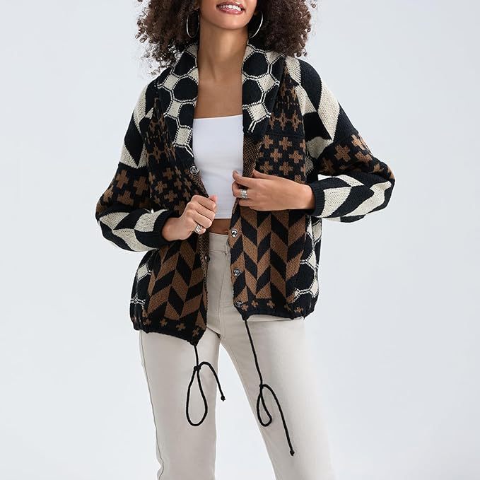 Krohn-e | Weiche Jacke mit Modernen Geometrischen Mustern