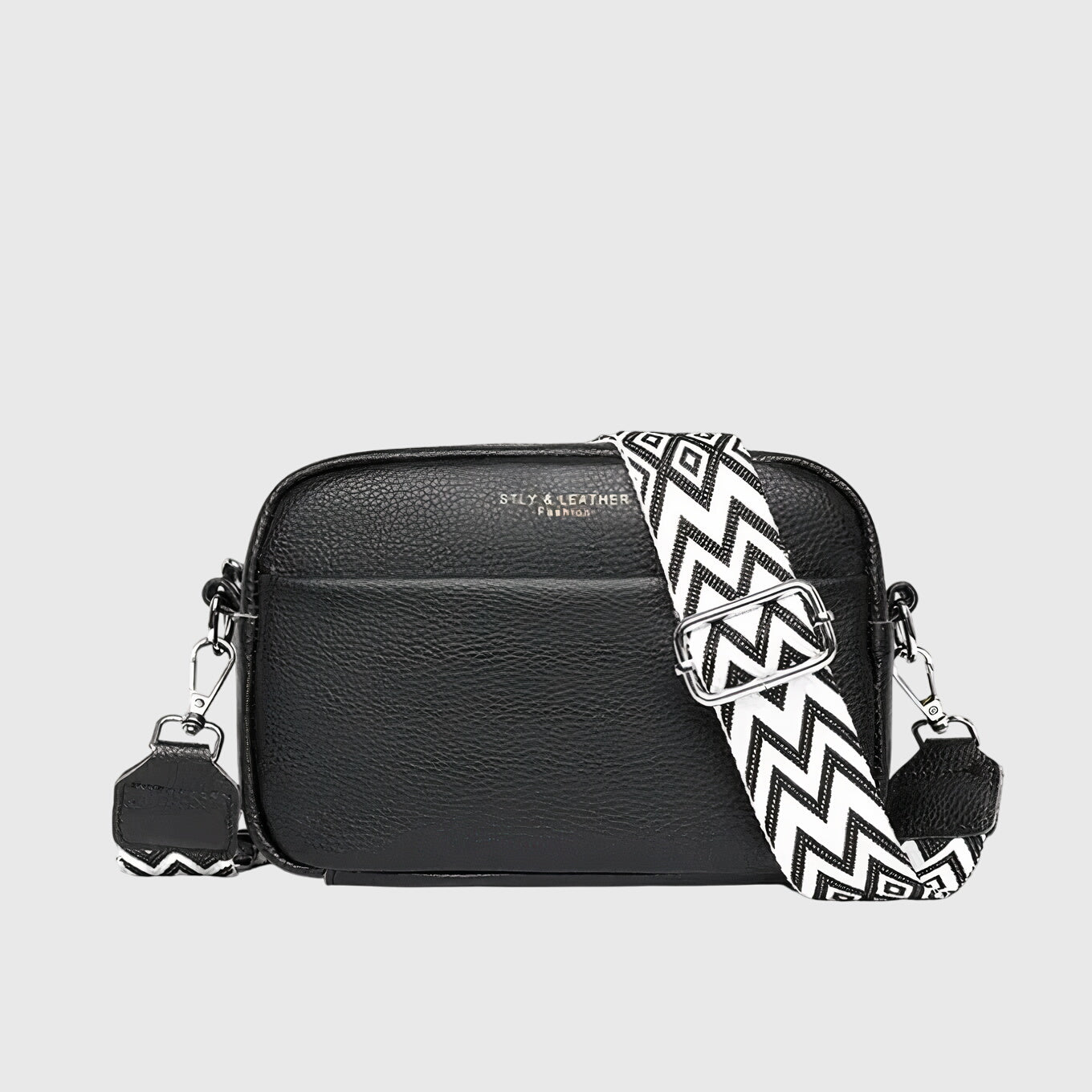KROHN-E Damen Schultertasche Leder Braun Verstellbar
