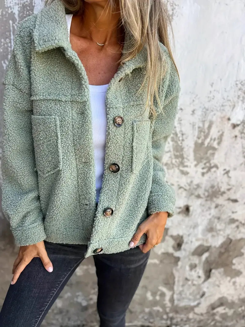 Krohn-e | Damen Winter Teddy Mantel Langarm