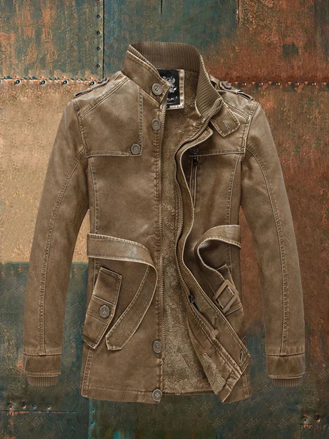 Japhet Herrenjacke: Umweltfreundliches Retro-Leder, Stehkragen