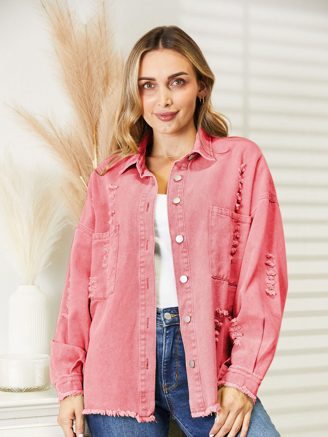 Krohn-e | Zerrissene Rohsaum-Denimjacke