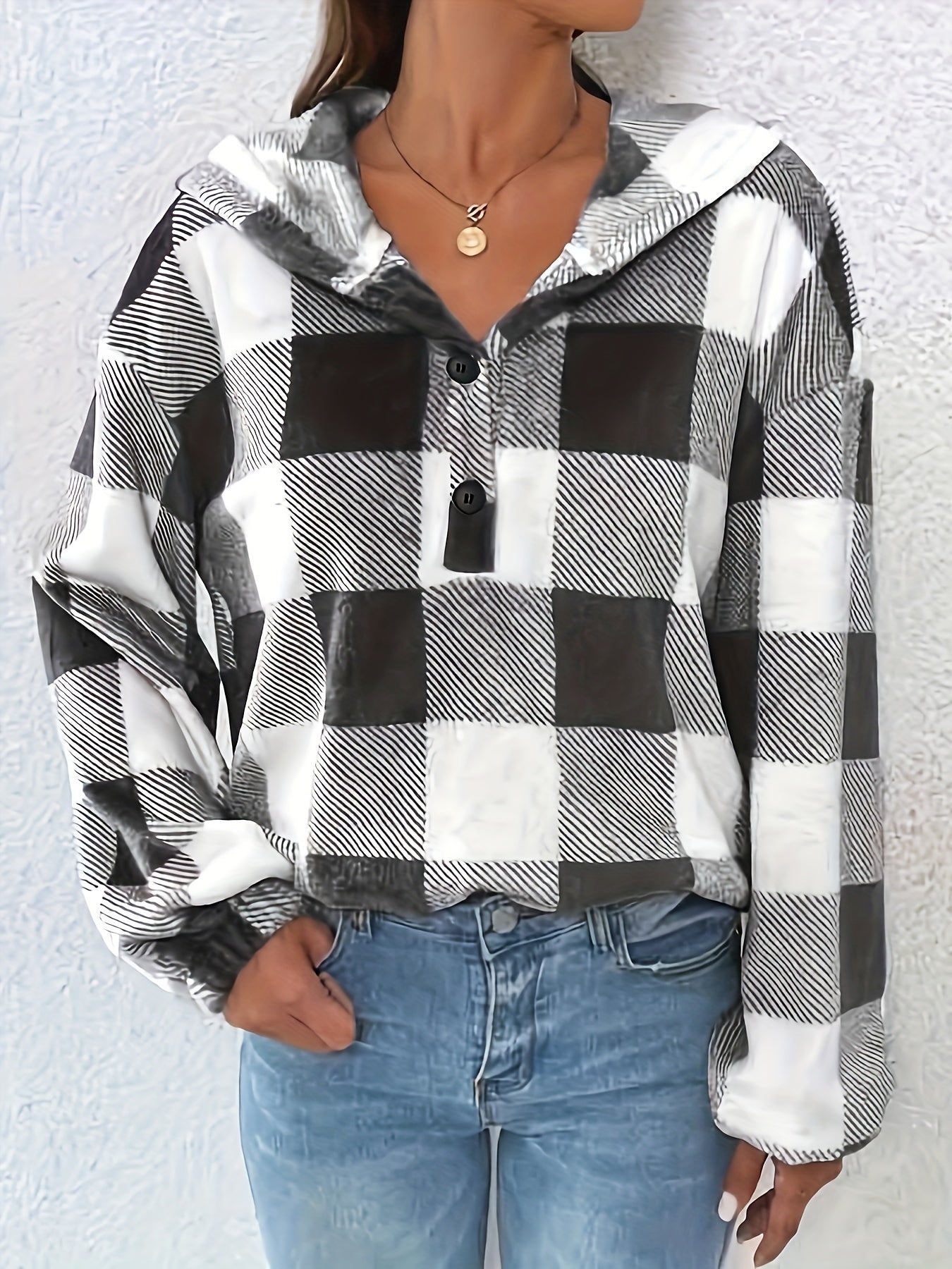 Krohn-e | Flannel Karierter Hoodie Baumwolle und Polyester Trendig und Komfortabel