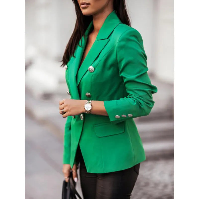 Krohn-e | Lange Elegante Damenblazer Mit Doppelter Knopfleiste