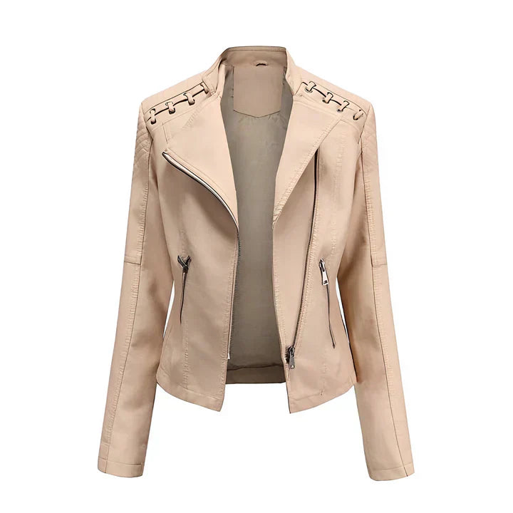 Krohn-e | Pudriges Lederjacke mit Reißverschluss
